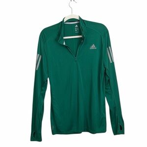Adidas Women’s
 Men’s GreenRunning Climalite 1/4 zip pullover Thumbholes Medium